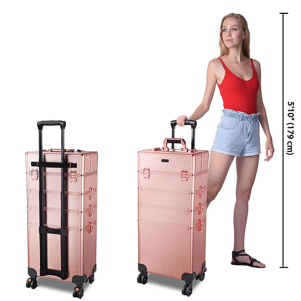 Byootique 4in1 Pink Rolling Makeup Case on 4-wheel
