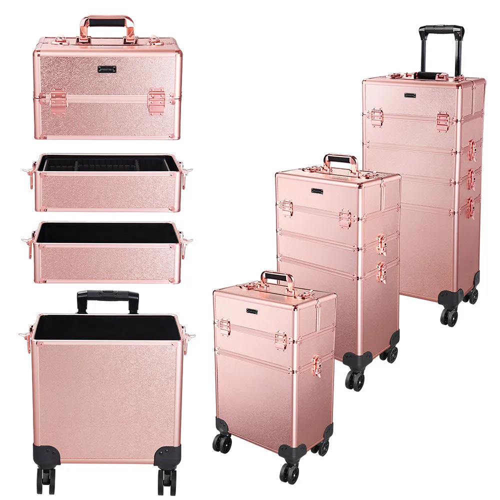 Byootique 4in1 Pink Rolling Makeup Case on 4-wheel
