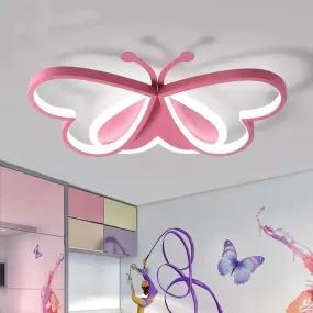 Cartoon LED Butterfly Ceiling Light in Pink Acrylic