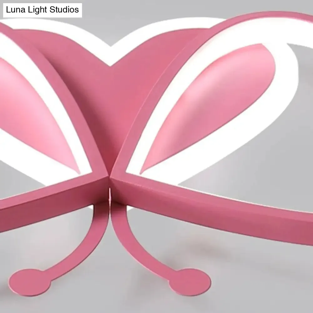 Cartoon LED Butterfly Ceiling Light in Pink Acrylic