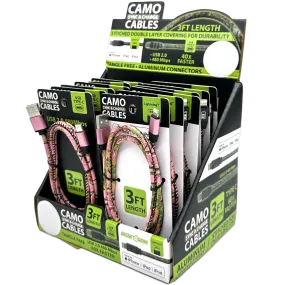 Charging Cable Camo Assortment 3FT - 12 Pieces Per Retail Ready Display 88457
