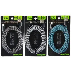 Charging Cable Elite Braided USB to USB-C 6FT - 3 Pieces Per Pack 28171