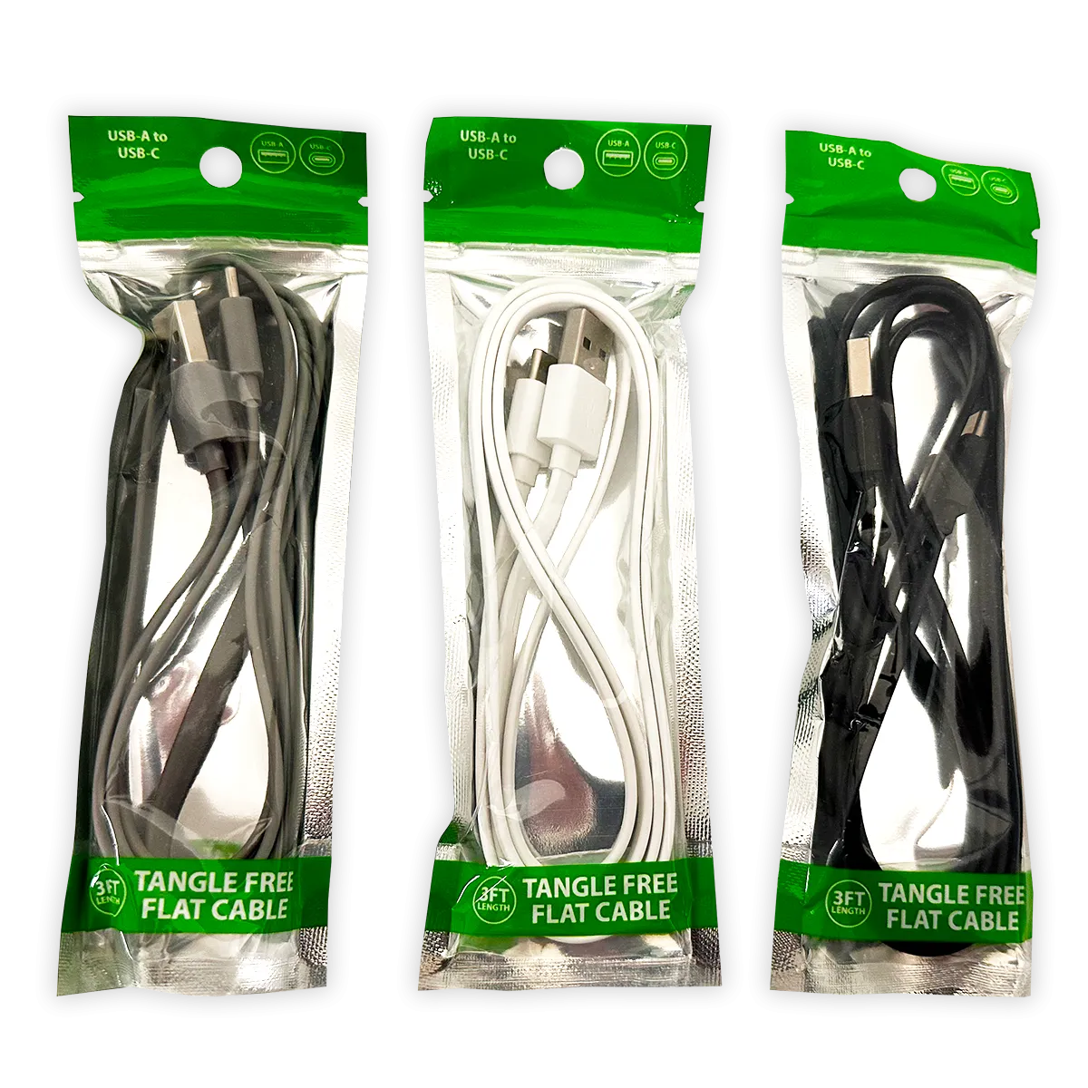 Charging Cable Flat USB to USB-C 3FT - 20 Pieces Per Pack 24463