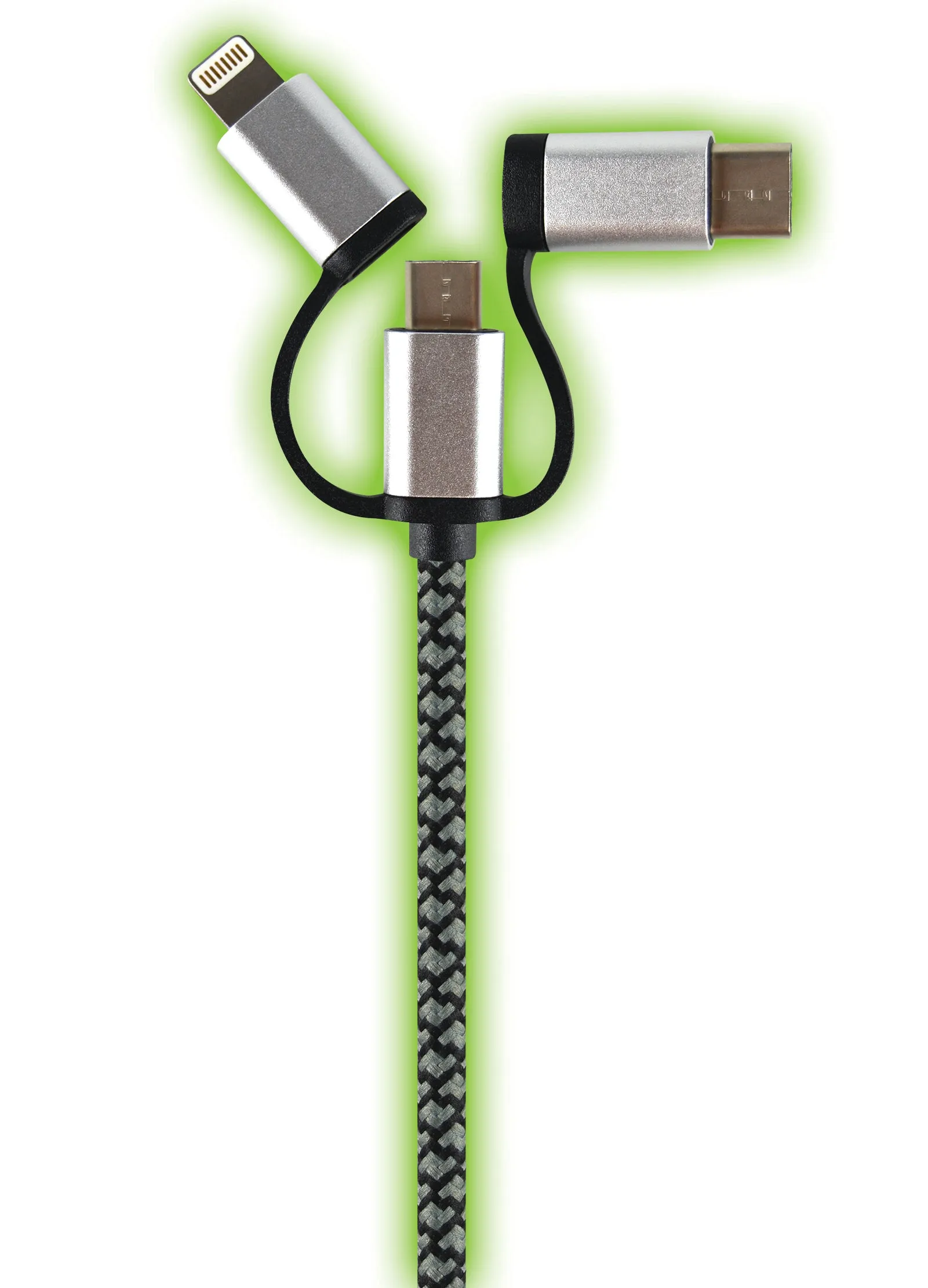 Charging Cable USB 3 in 1 USB-C / Micro USB / Lightning 10FT - 6 Pieces Per Retail Ready Display 22424