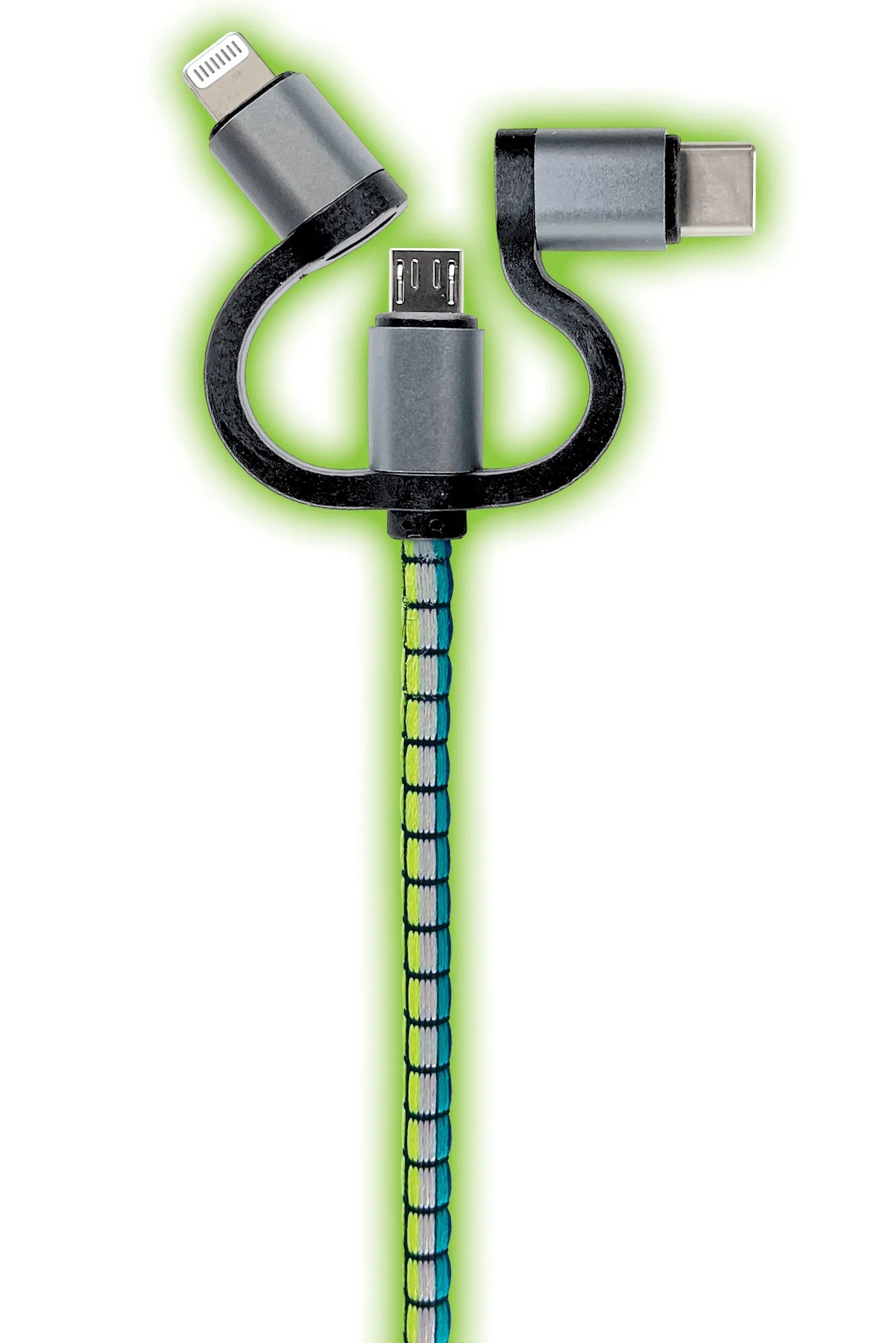 Charging Cable USB 3 in 1 USB-C / Micro USB / Lightning 10FT - 6 Pieces Per Retail Ready Display 23100