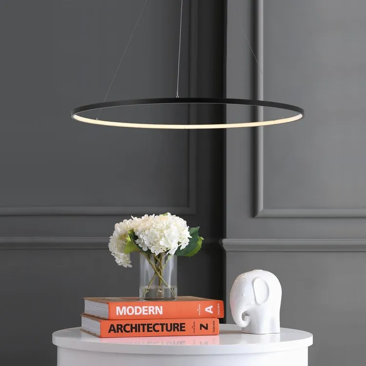 Circulo Single-Light LED Chandelier - Matte Black