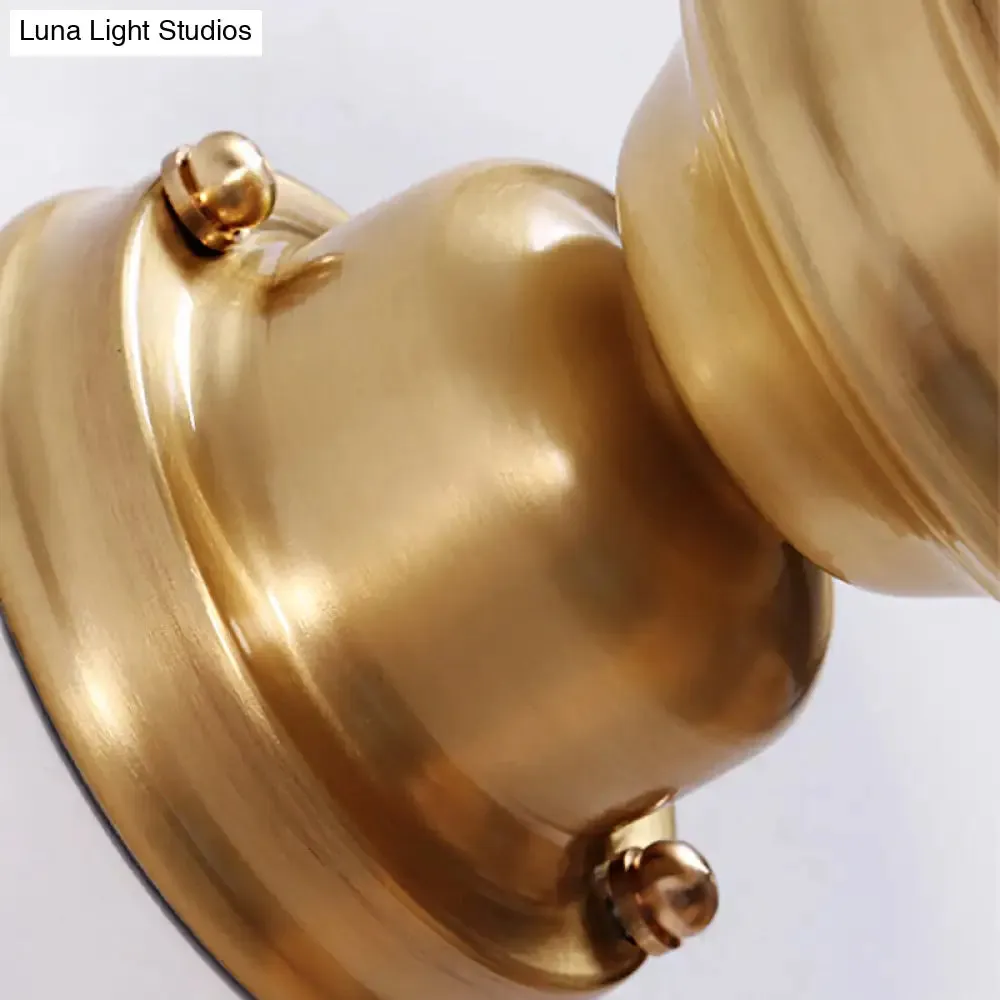 Classic Round White Glass Flush Mount Lamp with Brass 1 Light Ceiling Lighting - for Living Room