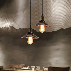 Conic Ceiling Pendant: Rust Metal Suspension Lamp for Dining Room - Adjustable, Antique Style