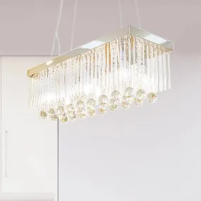 Contemporary 6-Head Chrome Island Light Fixture with Crystal Ball Accents