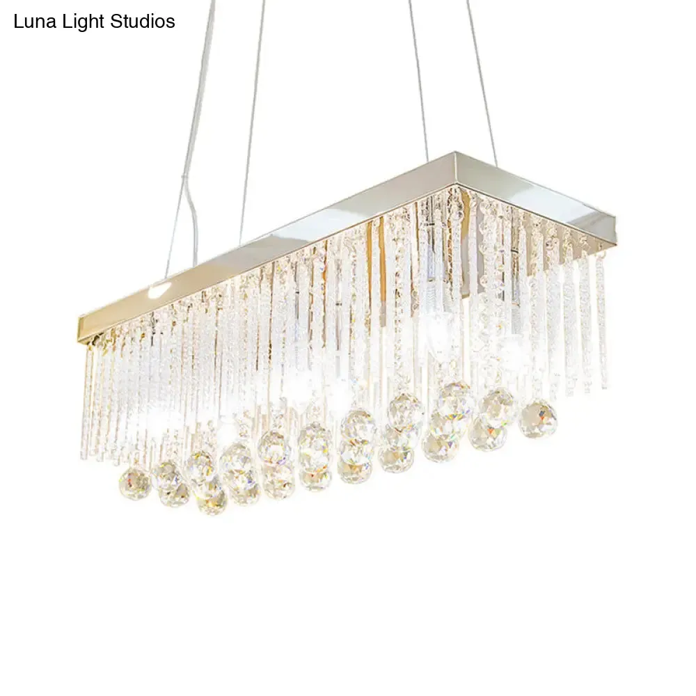 Contemporary 6-Head Chrome Island Light Fixture with Crystal Ball Accents
