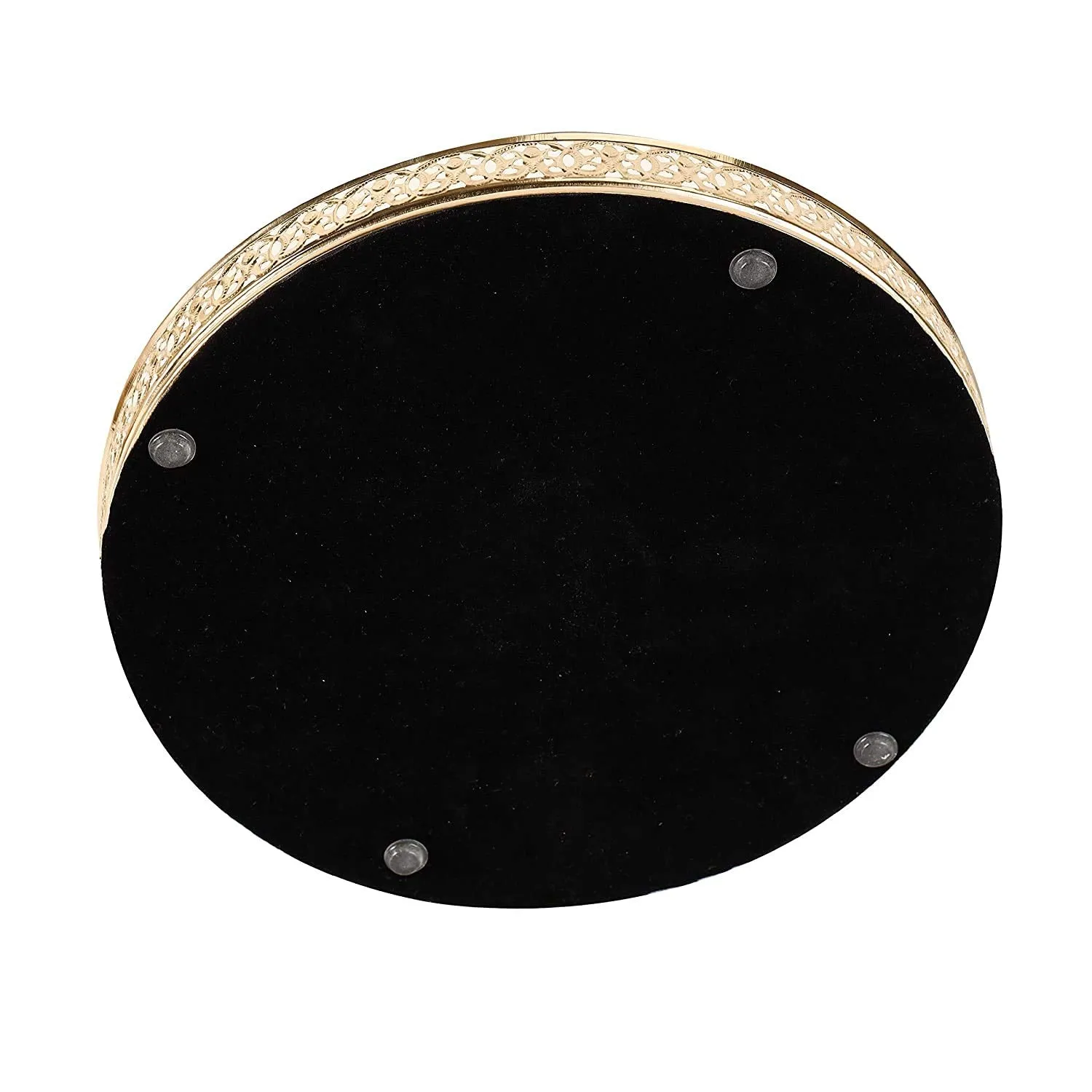 Craft Brio -A TRENDY HANDICRAFTS Round Decorative Mirror Tray 10 inches Dia Gold Plated Round Decorative Glass Mirror for Weeding and Pooja Diwali Gifting (10 X 10 X 2 Inches)
