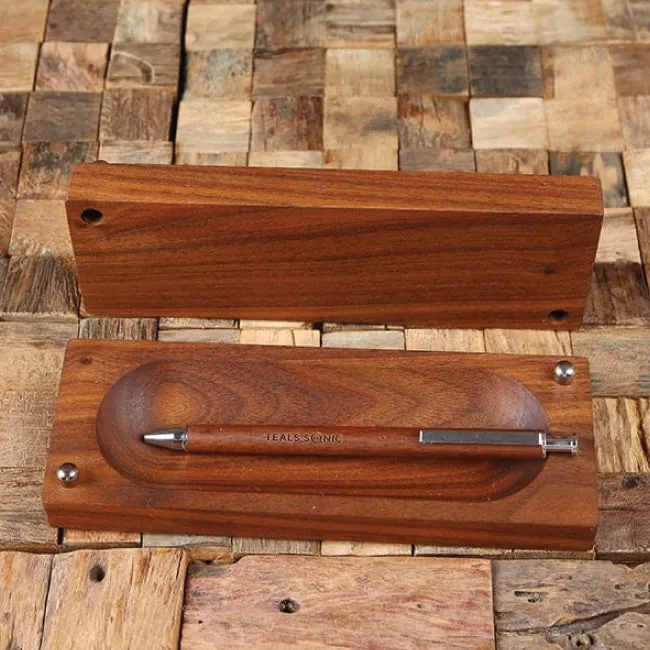 Customized Black Walnut Desk Organizer Corporate Gift Ideas
