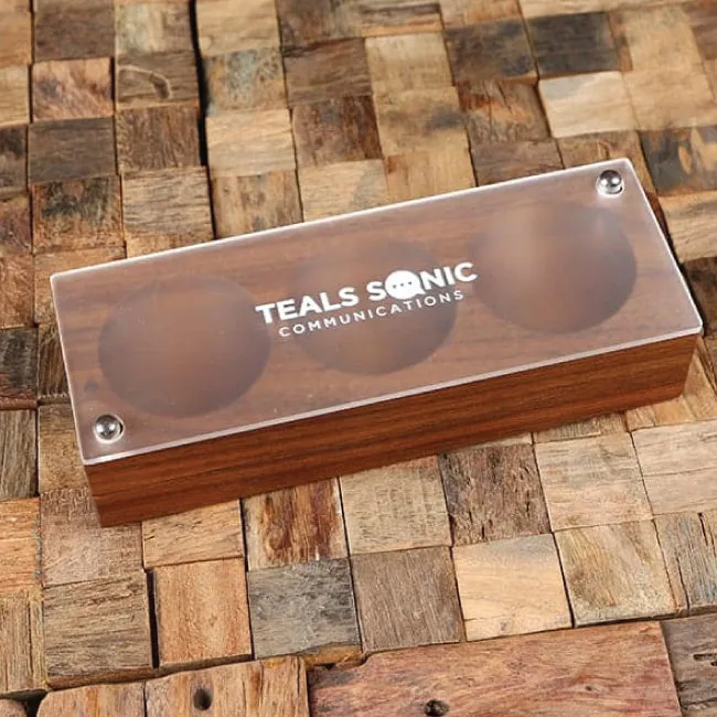 Customized Black Walnut Desk Organizer Corporate Gift Ideas