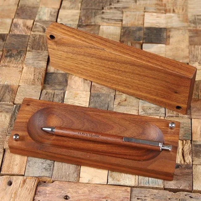 Customized Black Walnut Desk Organizer Corporate Gift Ideas