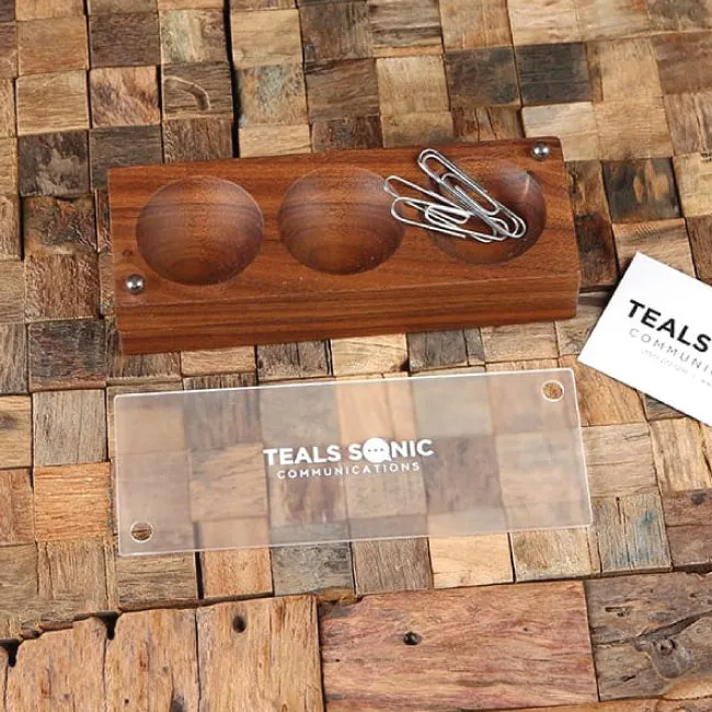 Customized Black Walnut Desk Organizer Corporate Gift Ideas