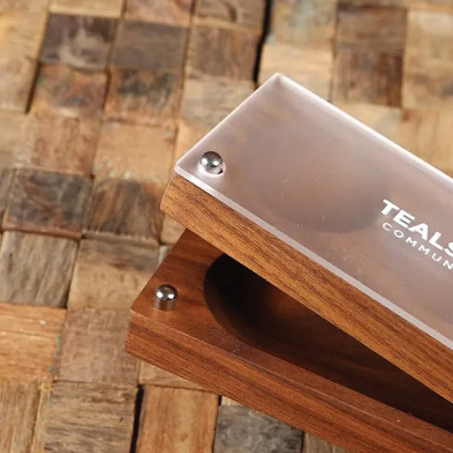Customized Black Walnut Desk Organizer Corporate Gift Ideas