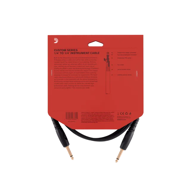 D'Addario Custom Series Instrument Cable, 5 feet
