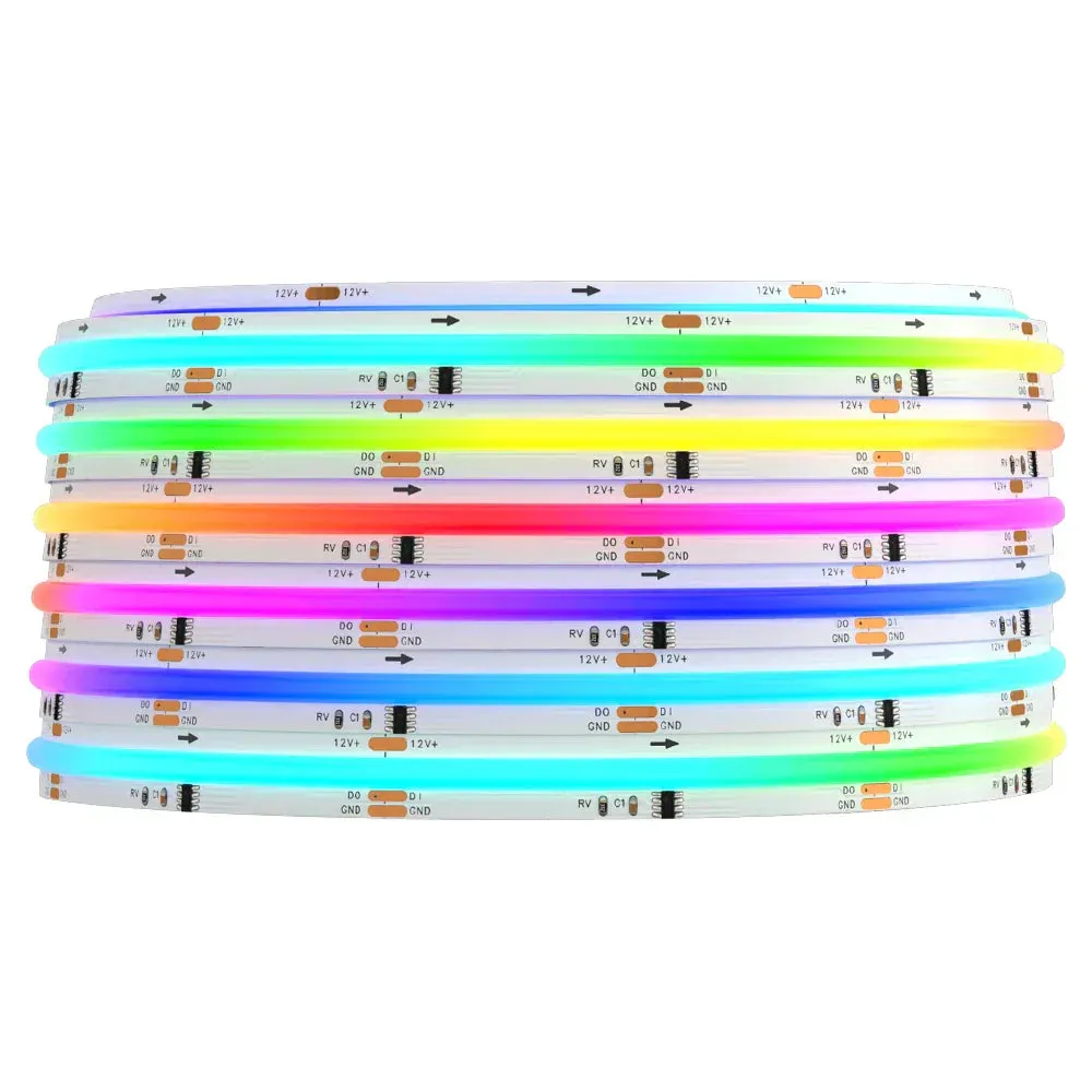 DC12V 24V FCOB SPI RGBIC LED Strip Light 576LEDs WS2811 Addressable Dream Color High Flexible RA90