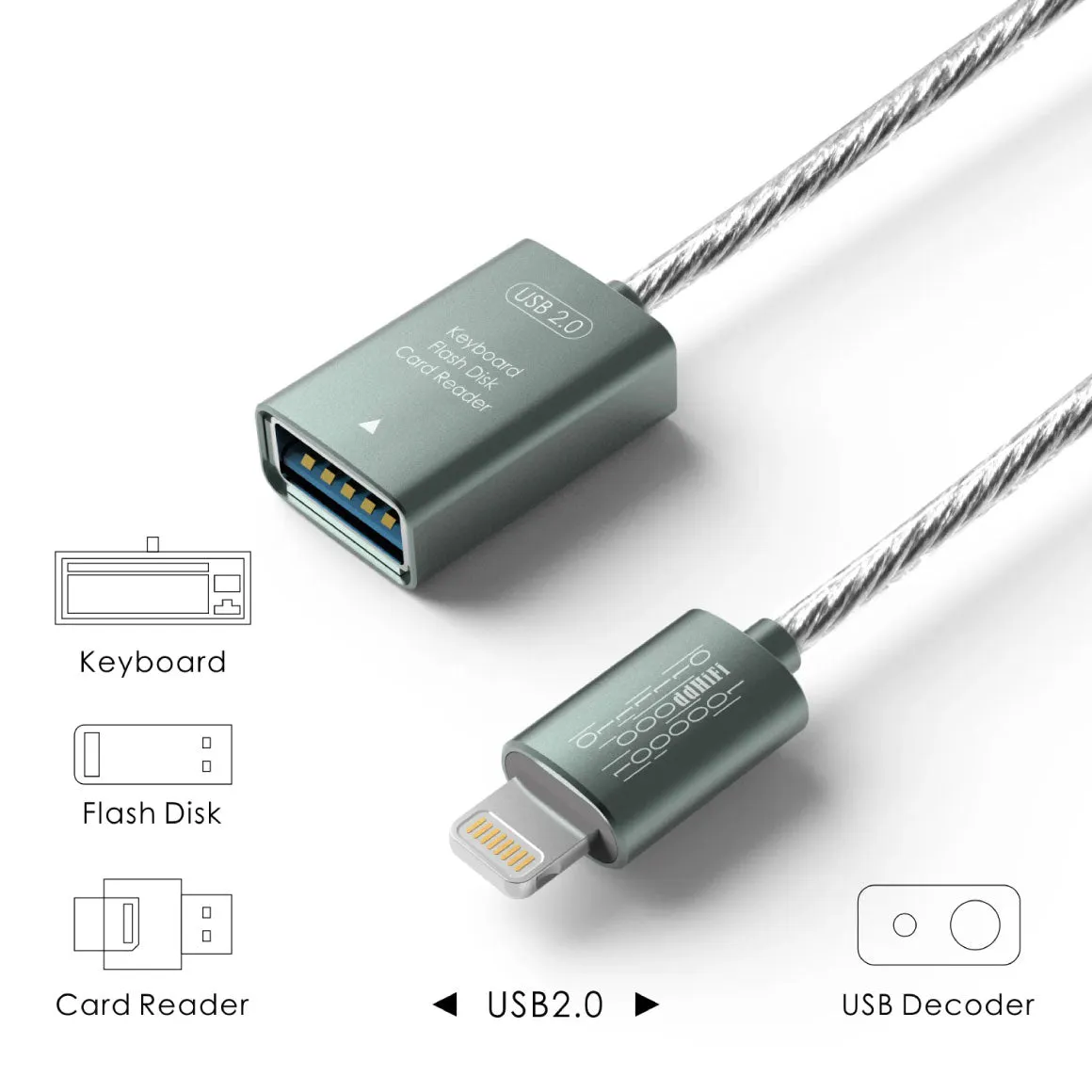 ddHiFi - MFi06F (2.0) Lightning to USB-A Female USB OTG Cable