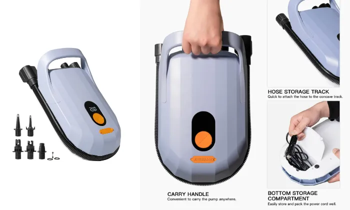 Double Stage Portable Air Pump With 5 Piece Air Nozzles