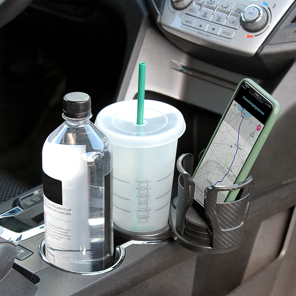 Dual CupStation - 2-in-1 Expandable Cup Holder with 360° Rotating Base – Black