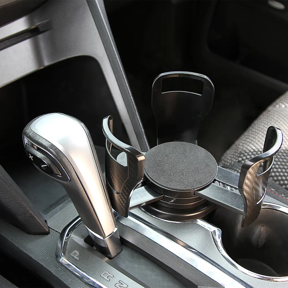 Dual CupStation - 2-in-1 Expandable Cup Holder with 360° Rotating Base – Black