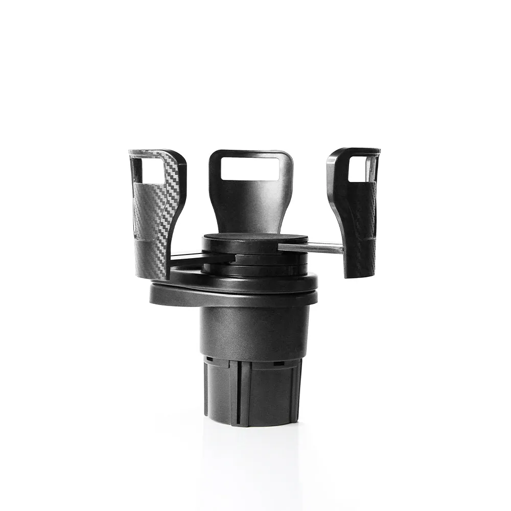 Dual CupStation - 2-in-1 Expandable Cup Holder with 360° Rotating Base – Black