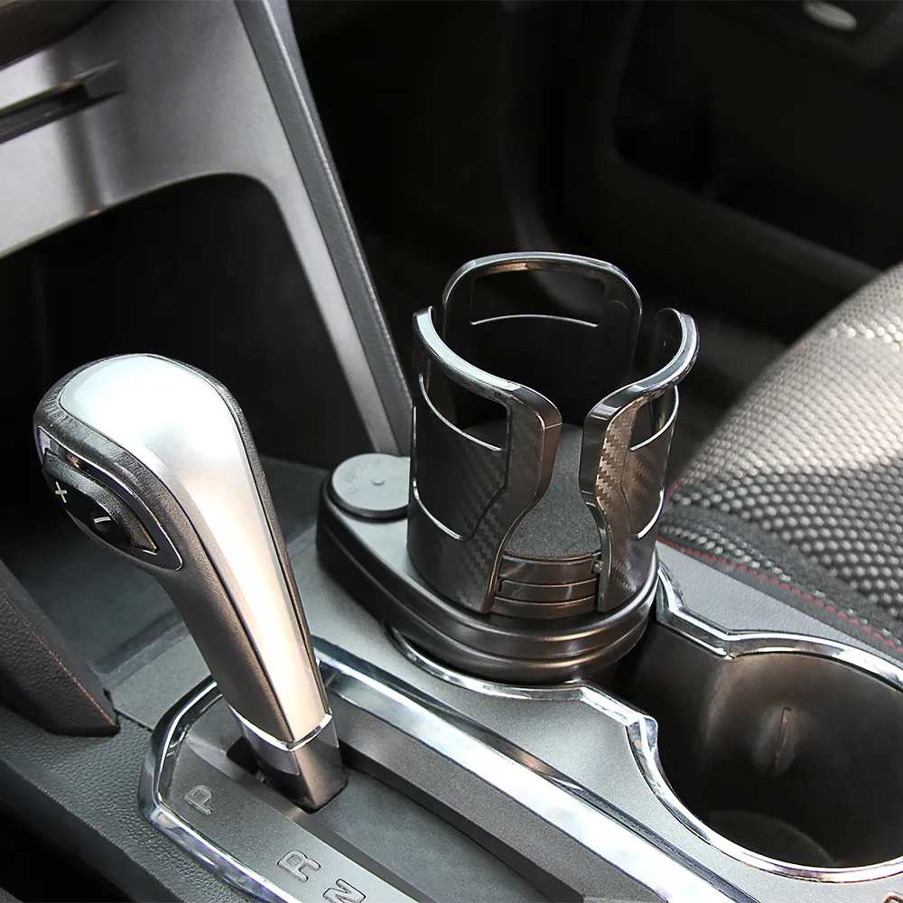 Dual CupStation - 2-in-1 Expandable Cup Holder with 360° Rotating Base – Black