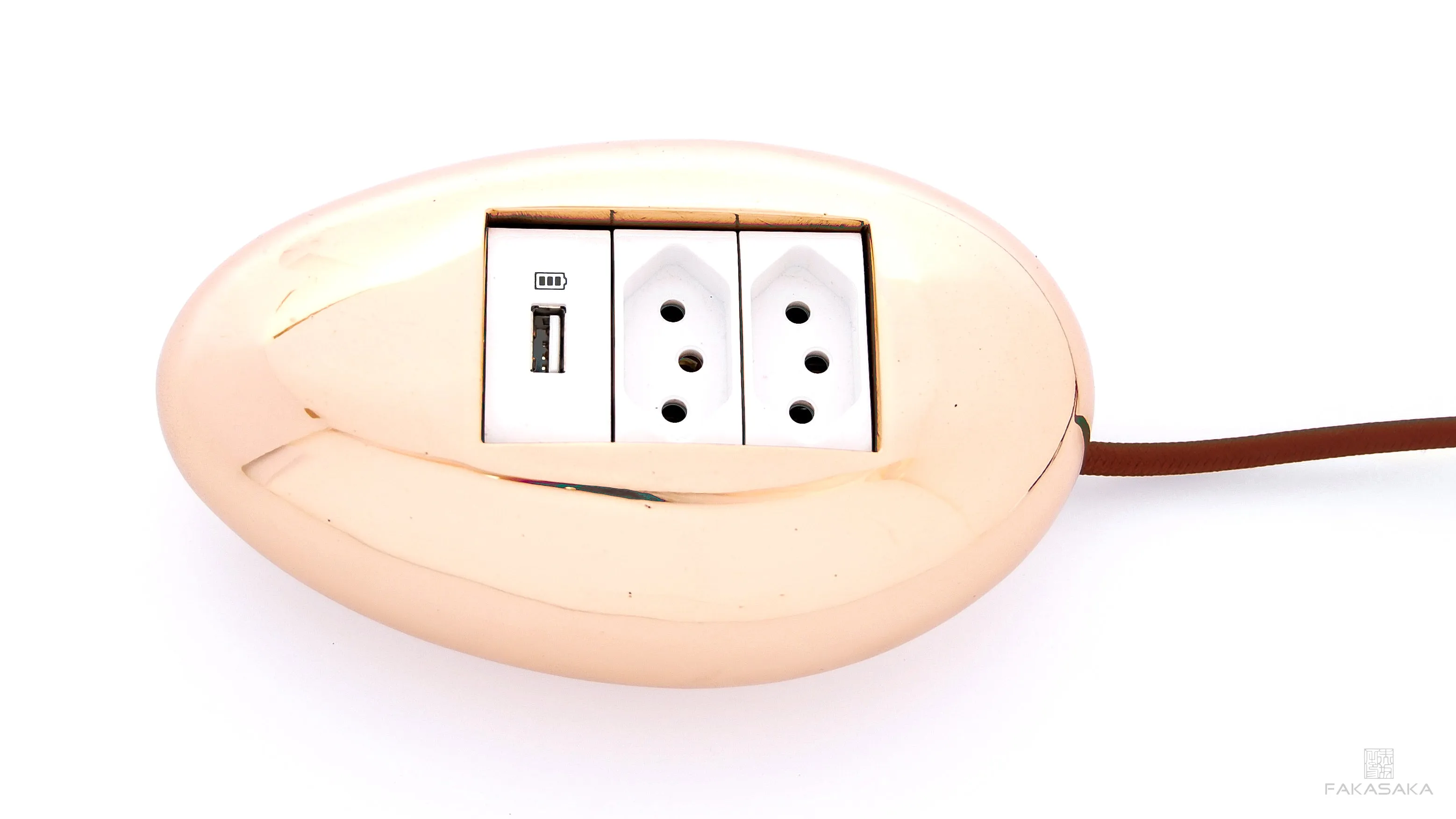 DYLAN<br><br>ELECTRICAL MODULE<br><br>2 OUTLETS   1 USB PORT   EXTENSION CORD<br><br>POLISHED BRONZE