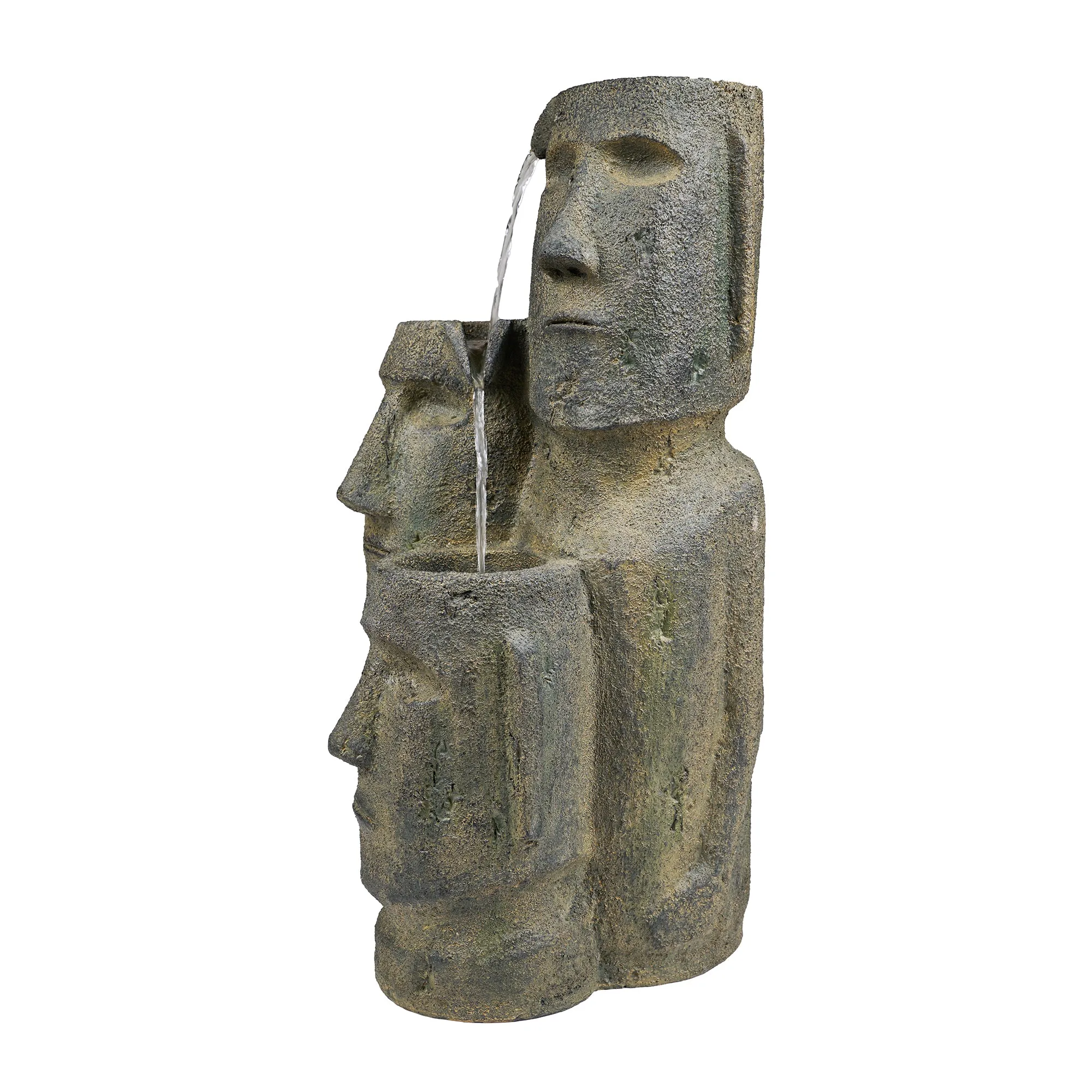Easter Island Heads Fountain With 2 Leds
