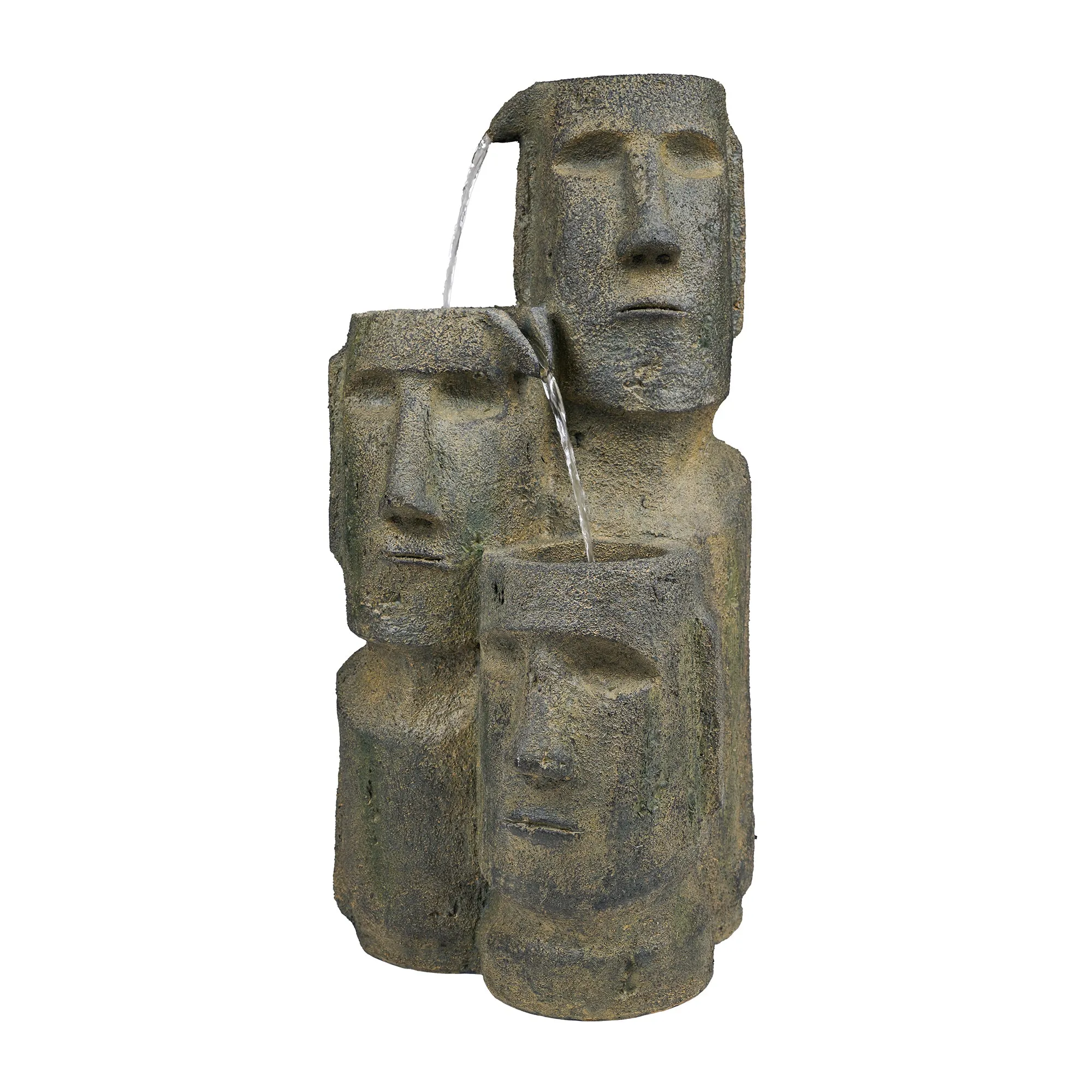 Easter Island Heads Fountain With 2 Leds