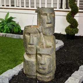 Easter Island Heads Fountain With 2 Leds