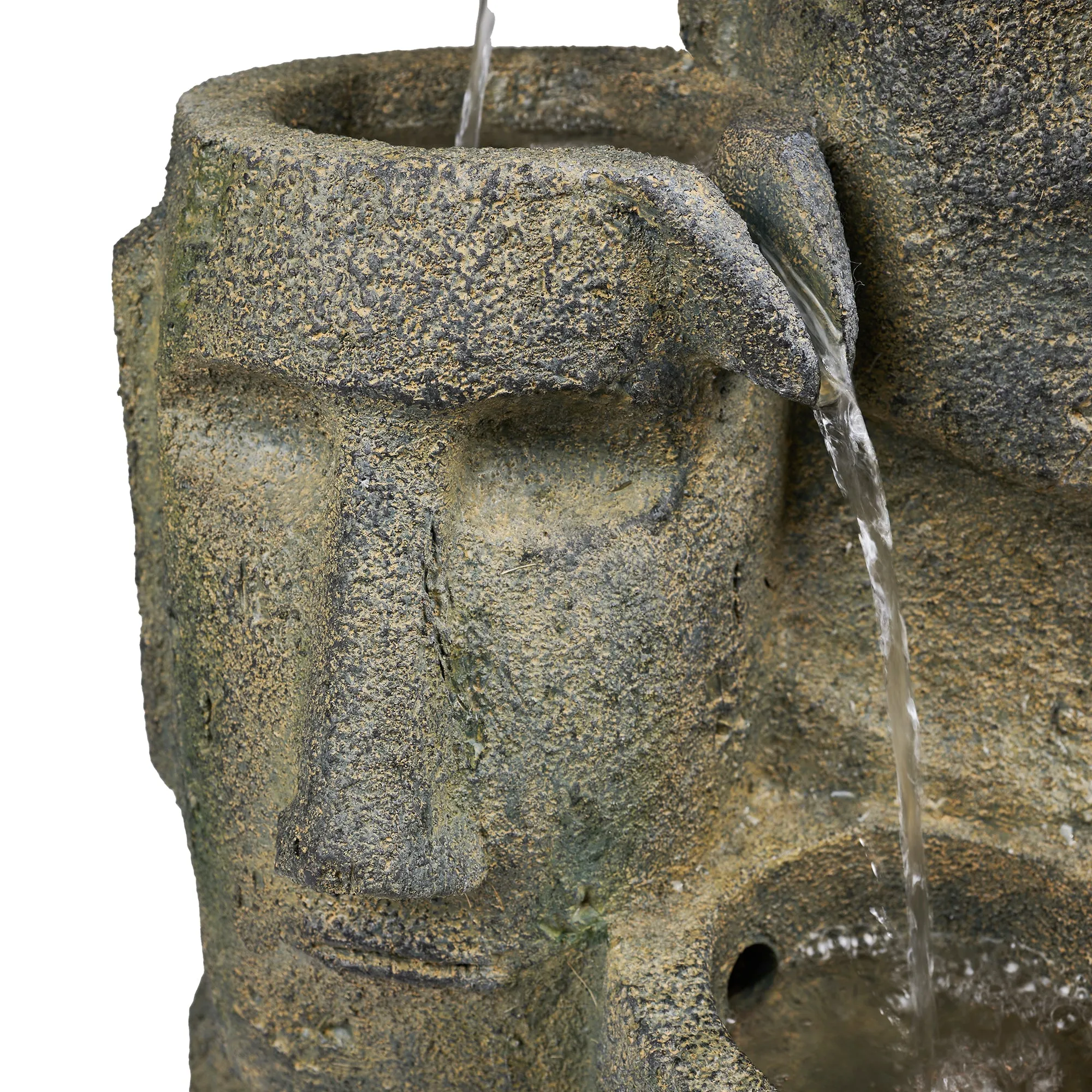 Easter Island Heads Fountain With 2 Leds