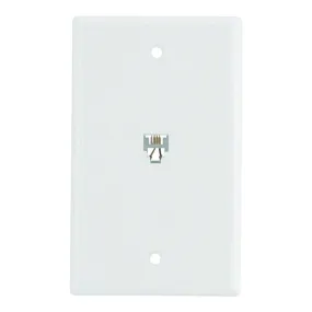Eaton Wiring Devices 3532-4W Telephone Jack with Wallplate, Thermoplastic Housing Material, White