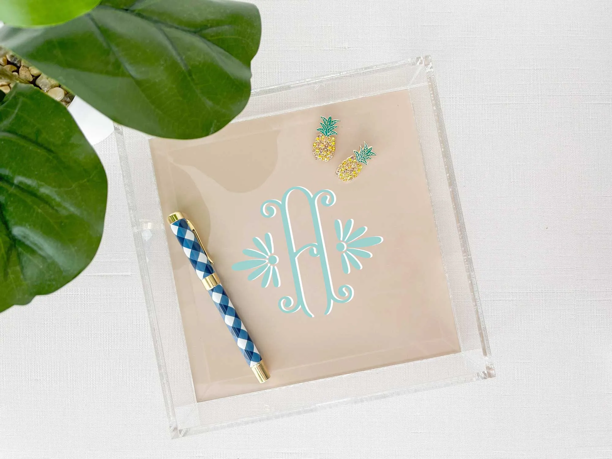 Elegant Monogram Lucite Tray