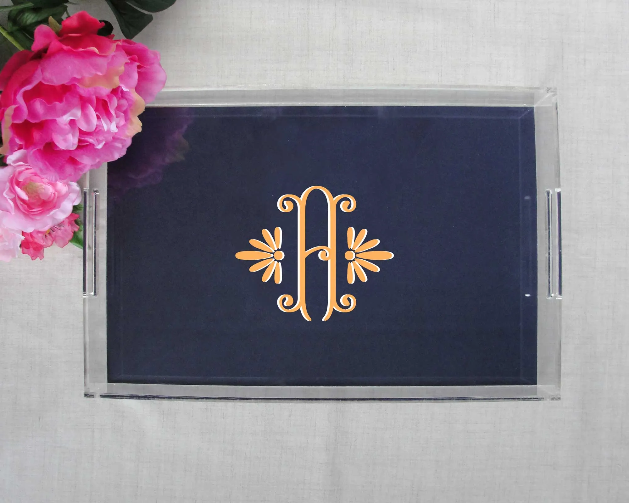 Elegant Monogram Lucite Tray