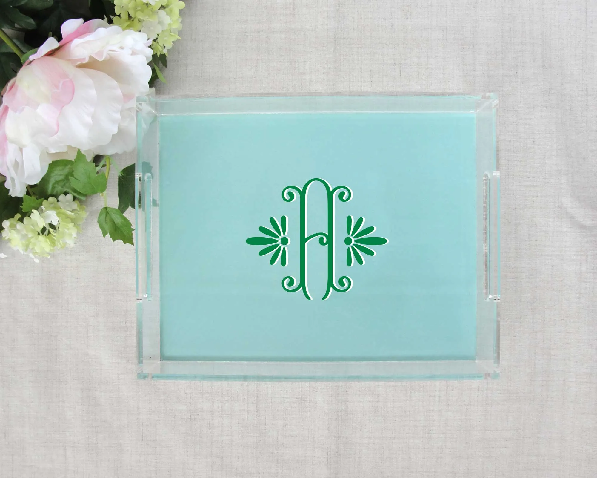 Elegant Monogram Lucite Tray