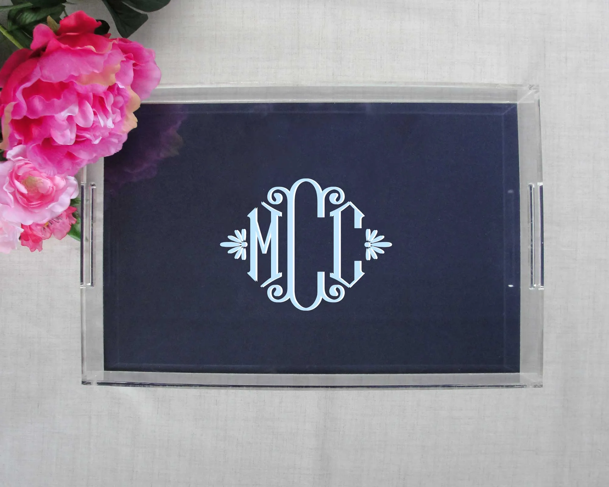 Elegant Monogram Lucite Tray