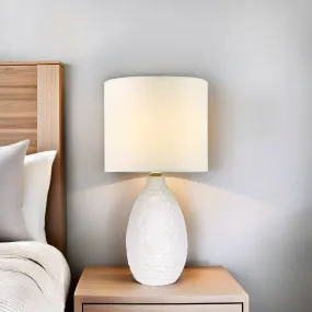 Ella Classic Geo Ceramic Table Lamp - White, Linen Shade, 370mm High, PL0199