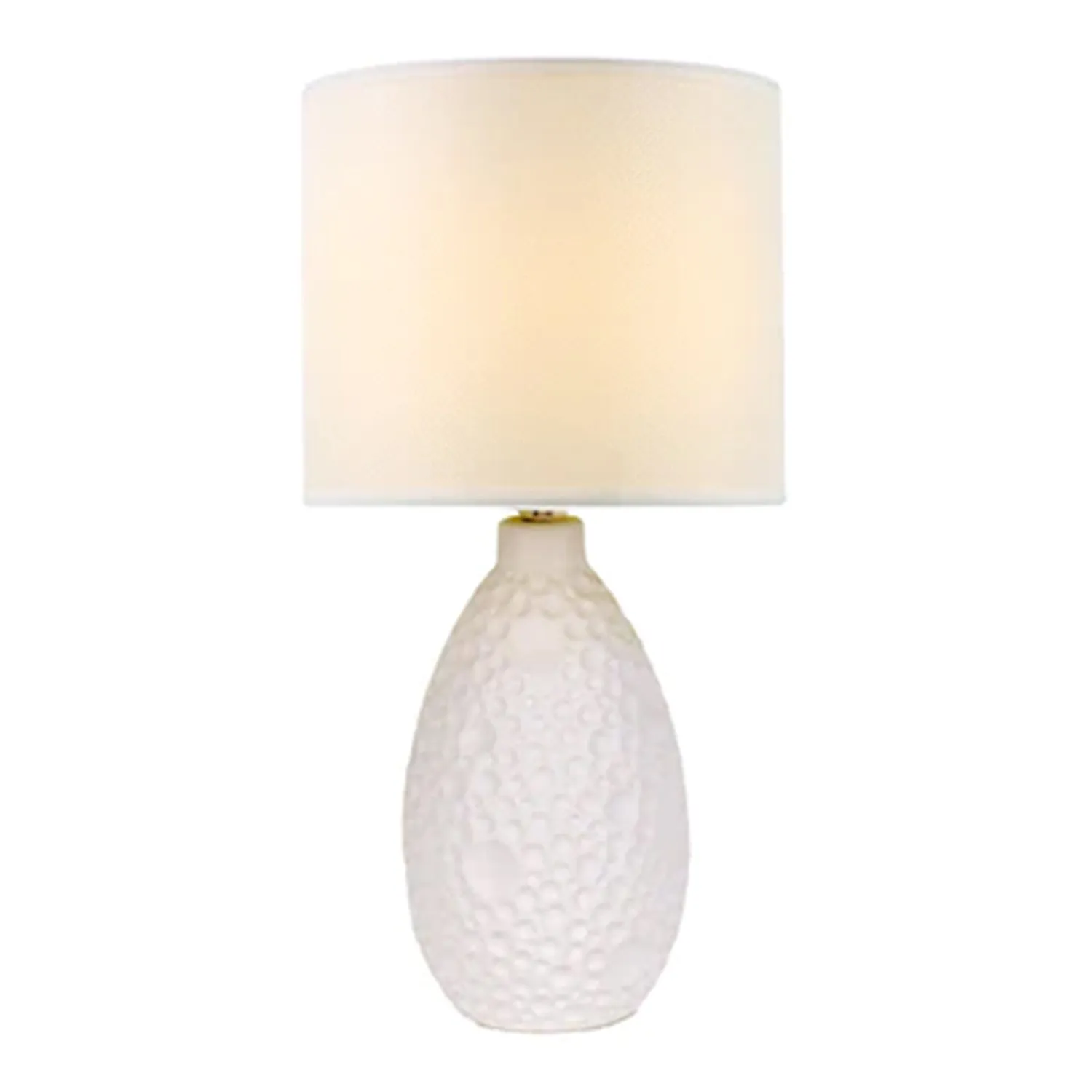 Ella Classic Geo Ceramic Table Lamp - White, Linen Shade, 370mm High, PL0199