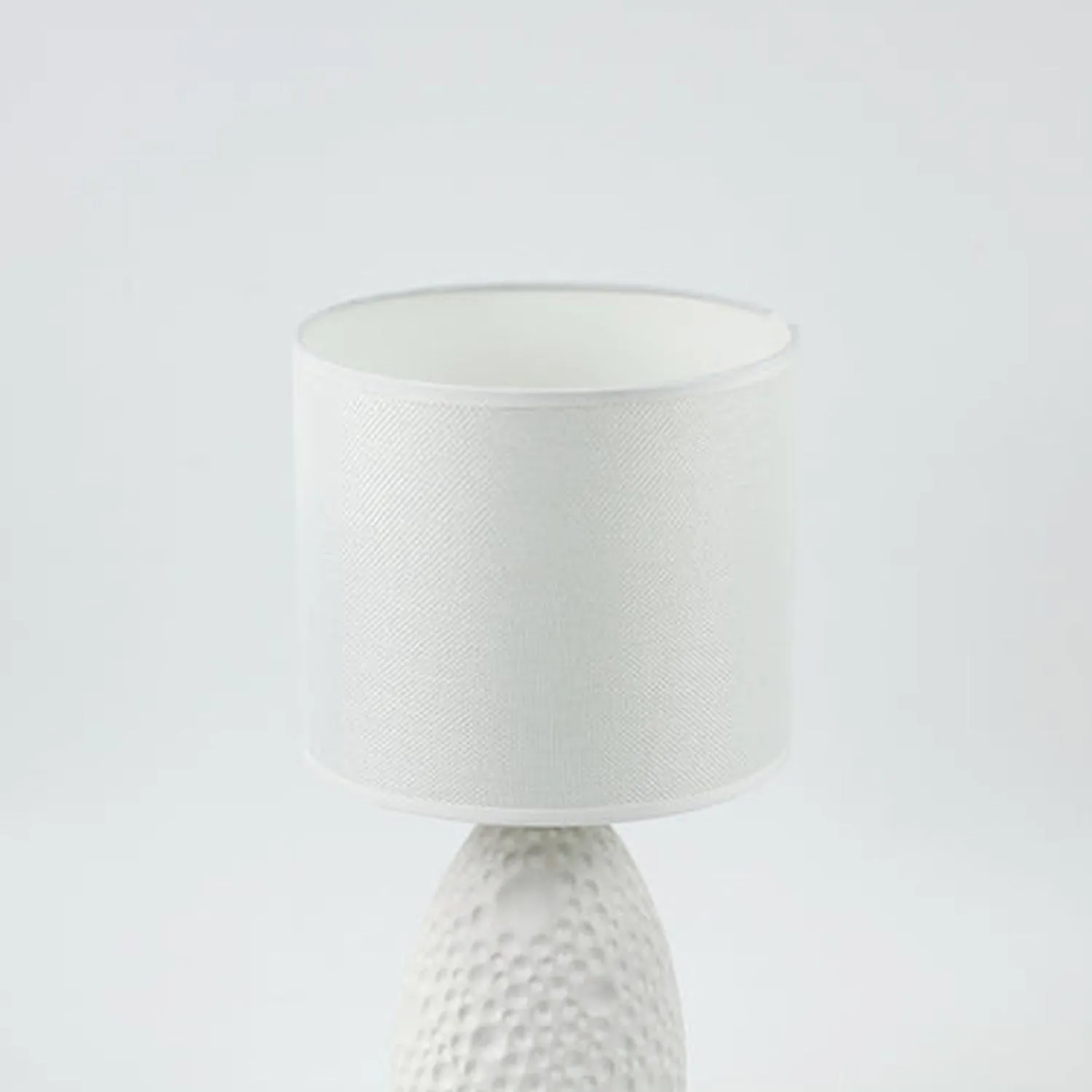 Ella Classic Geo Ceramic Table Lamp - White, Linen Shade, 370mm High, PL0199