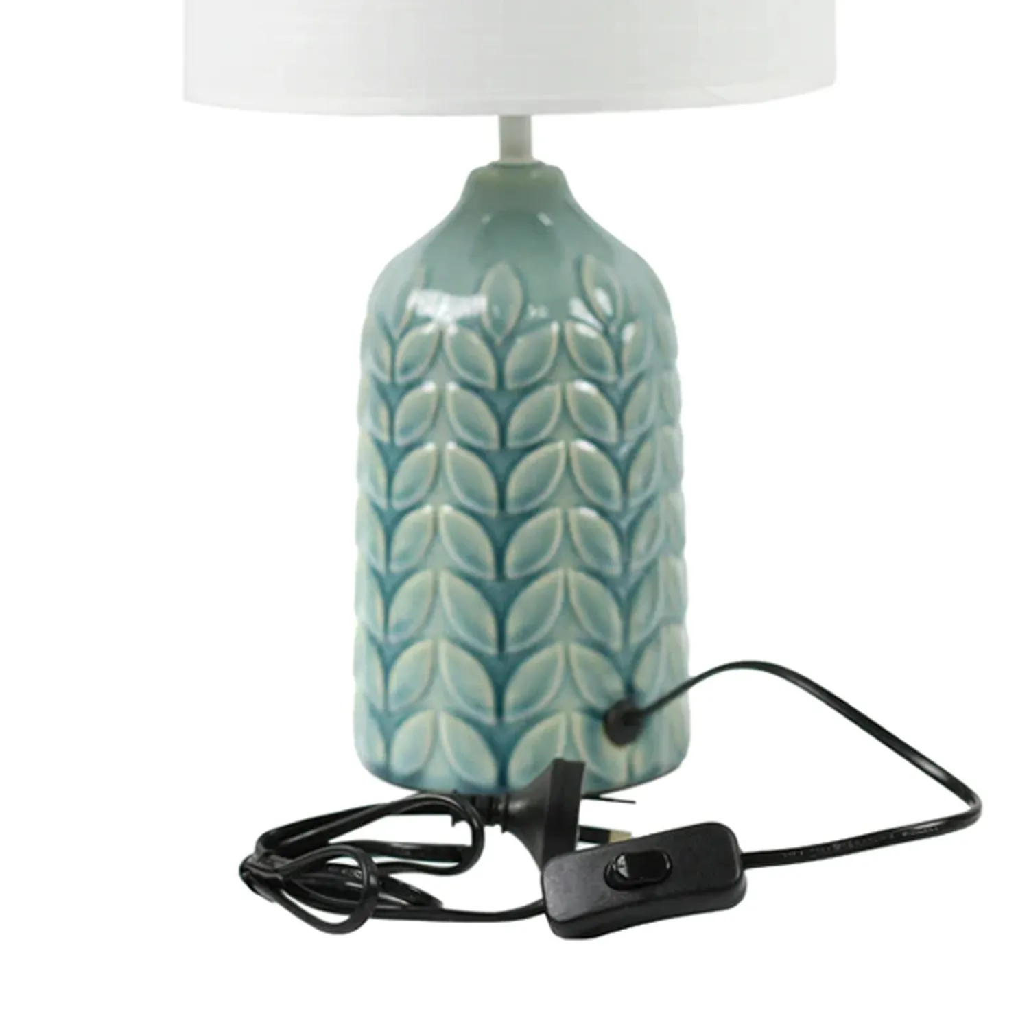 Ellie Vibrant Ceramic Table Lamp - Blue, Green or Yellow Base, White Linen Shade, 420mm High, PL0193