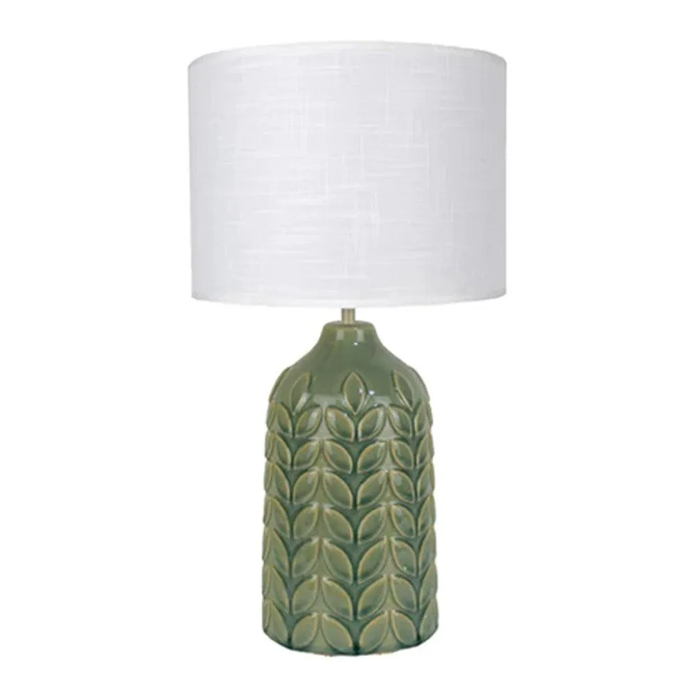 Ellie Vibrant Ceramic Table Lamp - Blue, Green or Yellow Base, White Linen Shade, 420mm High, PL0193