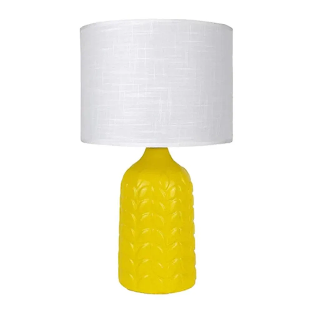 Ellie Vibrant Ceramic Table Lamp - Blue, Green or Yellow Base, White Linen Shade, 420mm High, PL0193