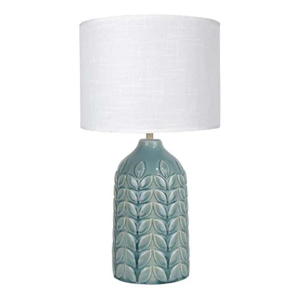 Ellie Vibrant Ceramic Table Lamp - Blue, Green or Yellow Base, White Linen Shade, 420mm High, PL0193