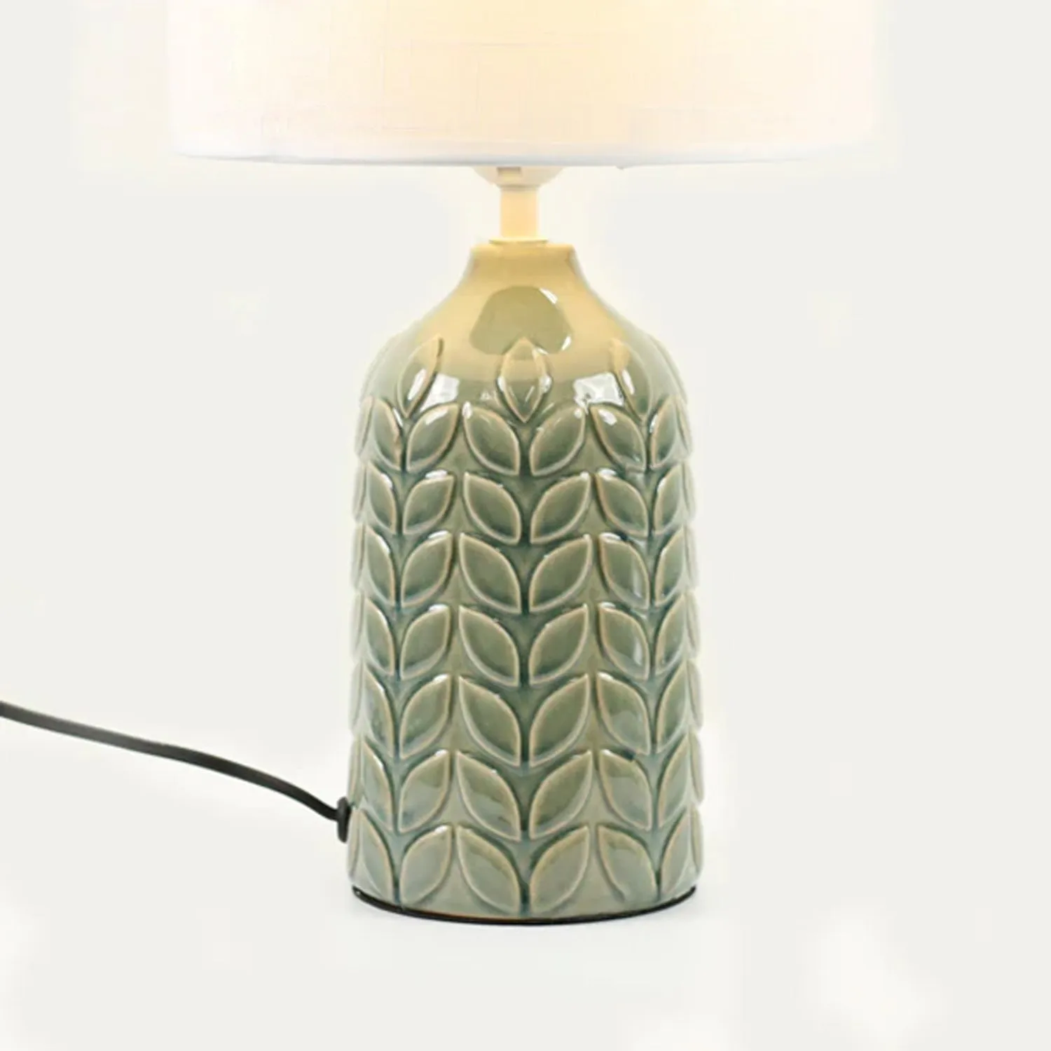 Ellie Vibrant Ceramic Table Lamp - Blue, Green or Yellow Base, White Linen Shade, 420mm High, PL0193