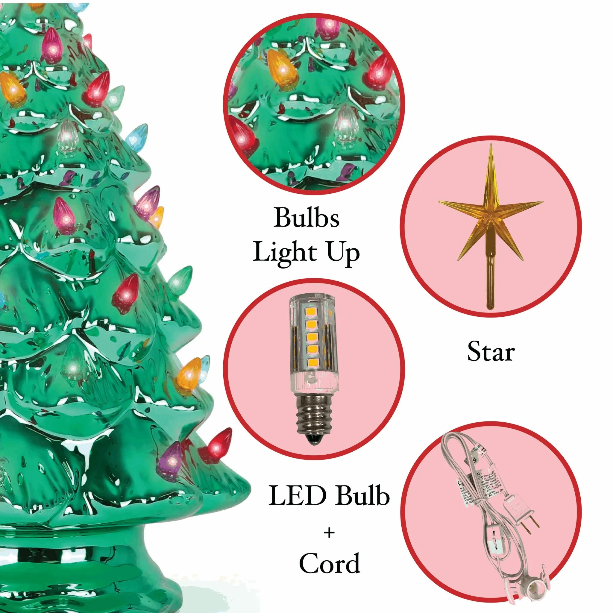 Emerald Pearl Ceramic Christmas Tree - Medium