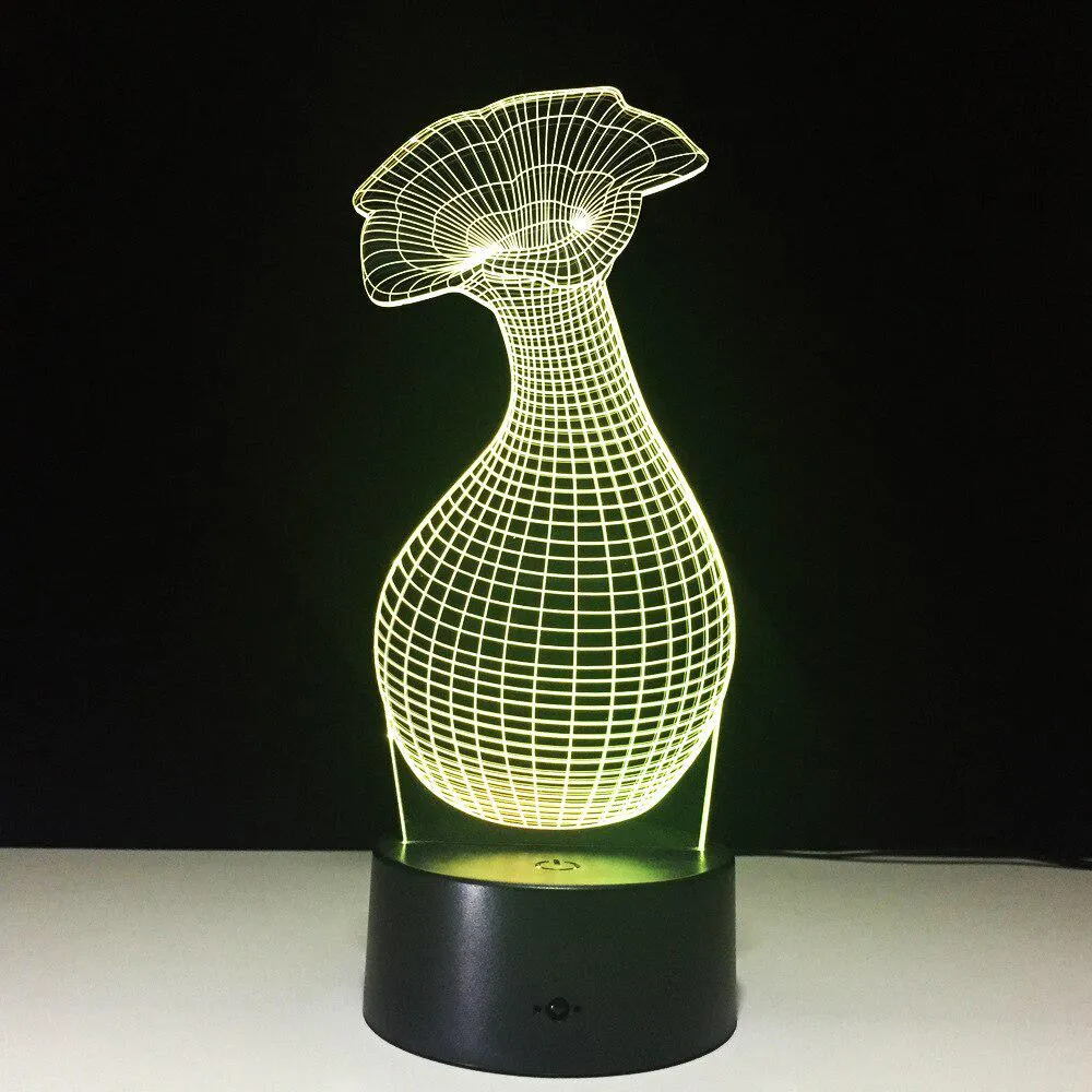 Flower Table Lamps 3d Led  Usb Led Lamp Night Lights Power Bank Wireless Bedroom Led Night Light