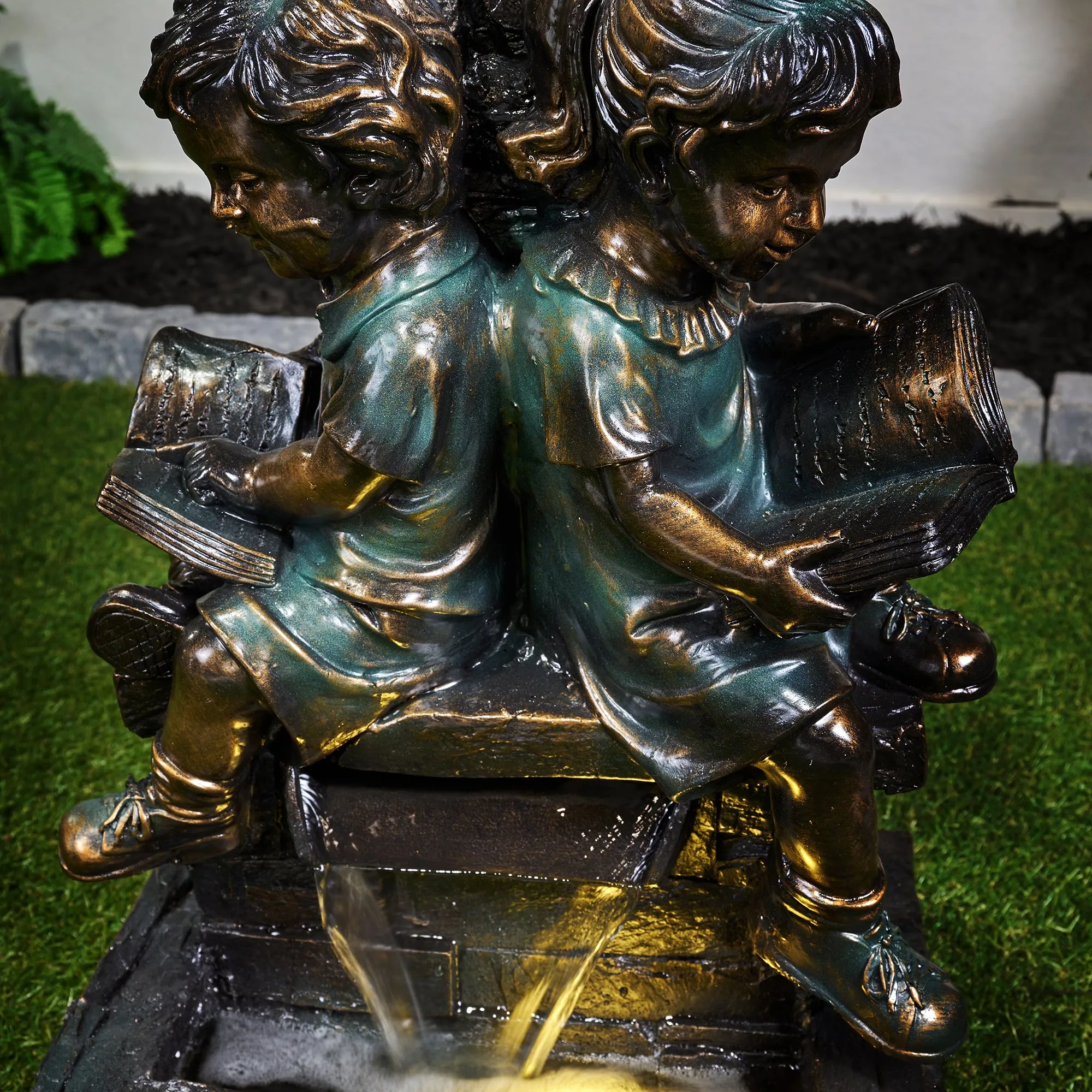 FountainKids Reading With  Lamp  Bronze Finish  With 2 Leds