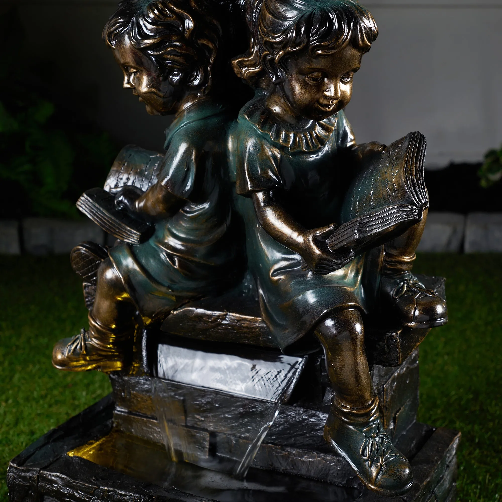 FountainKids Reading With  Lamp  Bronze Finish  With 2 Leds